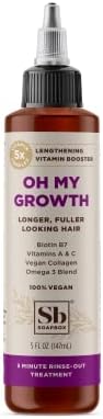 Soapbox Oh My Growth Lengthening Vitamin Booster Treatment for All Hair Types with Biotin, Vegan Collagen & Vitamins A & C, 5oz, Vegan, Paraben & Cruelty Free, For Thicker, Fuller Hair for Men & Women Soapbox