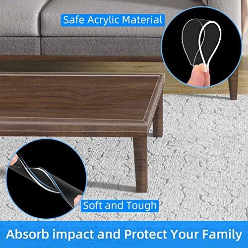 Clear Edge Protector Strip, 0.8in x 9.84FT, Sharp Edge Wrap Cover Tape, Self Adhesive Protective Bumper Guards for Cabinet Door Desk Glass Table Bed Furniture, Kitchen Countertop, Waterproof MILEQEE