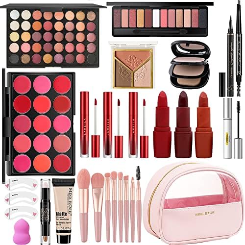 MISS ROSE M All In One Full Makeup Kit,Multipurpose Women's Makeup Sets,Beginners and Professionals Alike,Easy to Carry (Black) Miss Rose