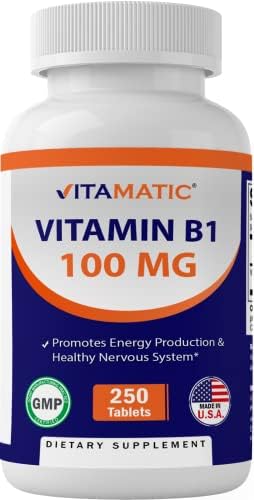 Vitamatic Vitamin B1 (As Thiamine Mononitrate) 100 mg - 250 Vegetarian Tablets (Вегетарианские таблетки) Vitamatic