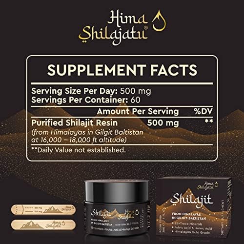 Shilajit Purest Himalayan Shilajit Resin - Gold Grade 100% Pure Shilajit with Fulvic Acid & 85+ Trace Minerals Complex for Energy & Immune Support, 30 Grams (2 Months Supply) Hima Shilajatu