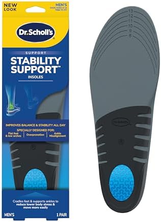 Dr. Scholl's® Stability Support Insoles, Flat Feet & Overpronation Low Arch Support, Improves Balance & Stability, Motion Control, Trim Inserts to Fit Shoes, Men's Size 8-14 Dr. Scholl's