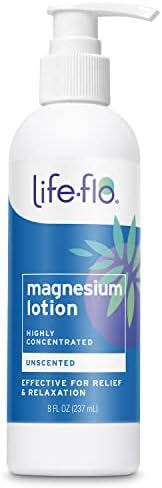 Life-flo Magnesium Lotion, Unscented Body Lotion, Relief and Relaxation w/Magnesium Chloride from Zechstein Seabed, Dermatologist Tested, Hypoallergenic, 60-Day Guarantee, Not Tested on Animals, 8oz Life-flo