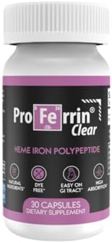 Proferrin Clear 30ct | US Made heme Iron for high Absorption, Easy on GI Tract | Natural, NSF Certified, dye Free Proferrin