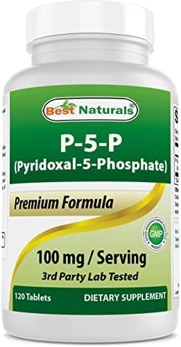 Best Naturals P5P Vitamin B6 (Pyridoxal 5 Phosphate) 100 mg/Serving (Порция) - 120 Tablets (Таблетки) - an Active Form of Vitamin B6. Best Naturals