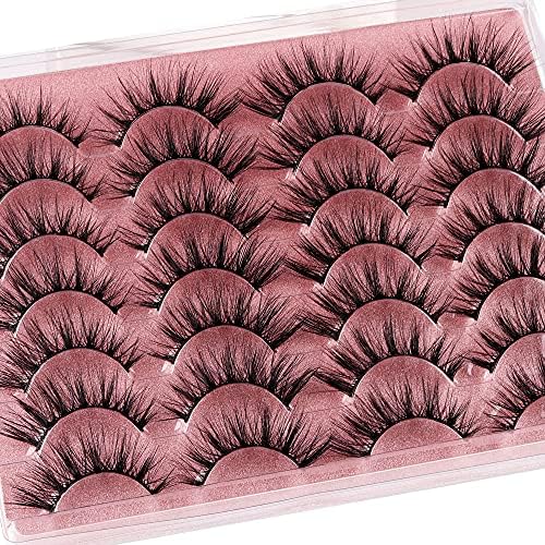 False Eyelashes Russian Strip lashes zanlufly Cat Eye Eyelashes Faux Mink Lashes D Curl Fluffy Fake Lashes Look Like Extension Eyelashes Long Strip Wispy 14 Pairs Lashes Zanlufly