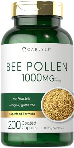 Carlyle Bee Pollen Supplement 1000mg | 200 Caplets | with Royal Jelly and Bee Propolis | Vegetarian, Non-GMO, Gluten Free Carlyle