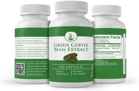 PURE ORIGINAL INGREDIENTS Green Coffee Bean Extract, (100 Capsules) Always Pure, No Additives Or Fillers, Lab Verified PURE ORIGINAL INGREDIENTS