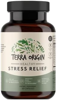 Капсулы для снятия стресса Healthy Stress Relief 60 шт | Экстракт родиолы, корня астрагала, священного базилика и KSM-66 Ашвагандхи Terra Origin