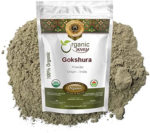 Organic Way Gokshura Powder (Tribulus Terrestris) - Organic & Kosher Certified | Raw, Vegan, Non GMO & Gluten Free | USDA Certified | Origin - India (1LBS/ 16Oz) Organic Way