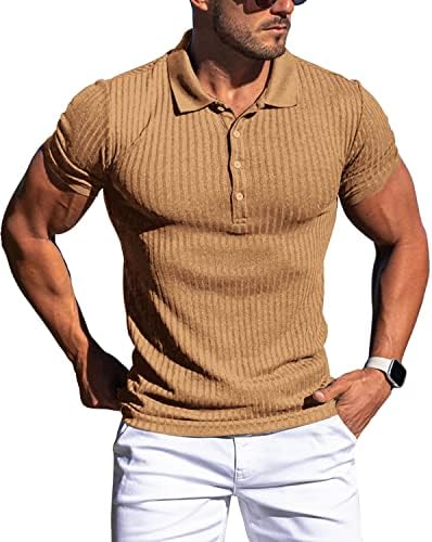 Muscle Polo Shirts for Men Slim Fit Short Sleeve Golf Shirts Men Dry Fit Shirts Casual Stylish Clothes Canghpgin