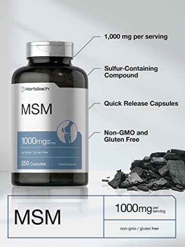 Horbäach MSM Supplement Capsules | 1000mg | 250 Count | Non-GMO and Gluten Free Formula | Methylsulfonylmethane Horbäach