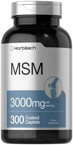 Horbäach MSM Supplement | 3000mg | 300 Coated Caplets | Methylsulfonylmethane with Calcium | Vegetarian, Non-GMO, Gluten Free Horbäach