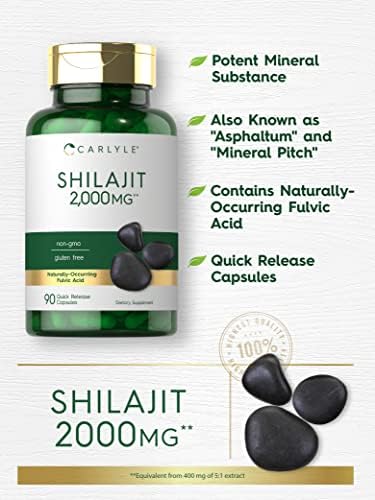 Carlyle Shilajit Capsules | 2000mg | 90 Count | Non-GMO and Gluten Free Carlyle