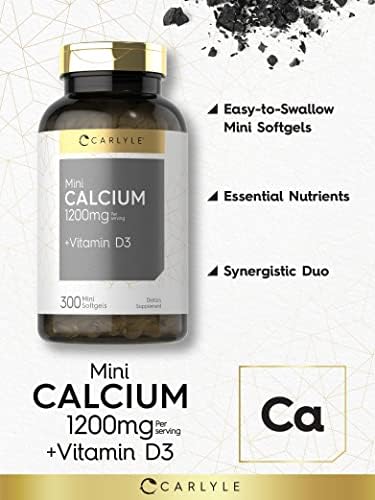 Carlyle Calcium 1200 mg with Vitamin D3 | 300 Mini Softgels | Non-GMO and Gluten Free Supplement Carlyle