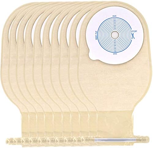 Ostomy Colostomy Supplies, 10 PCS Colostomy Bag, One Piece Drainable Pouches with Twist-Tie for Ileostomy Stoma Care, Cut to Fit(Max 20-65mm) YEYSXSY