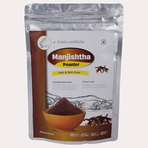 SVATV Natural Manjistha Powder (Порошок) | Rubia Cordifolia | Madder Root Powder | Promoting Healthy And Clear Skin | Natural Hair Color | Indian Madder | Natural Moisturizer - 227g, 8oz, Half Pound SVATV