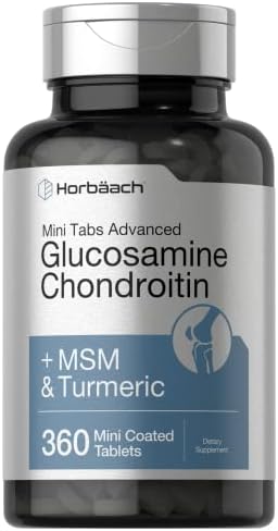 Horbäach Glucosamine Chondroitin MSM Turmeric | 360 Mini Coated Tablets | Advanced Glucosamine Formula | Non-GMO and Gluten Free Supplement Horbäach