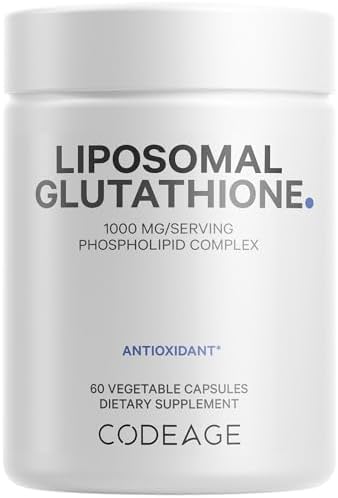 Codeage Liposomal Glutathione 1000 mg Supplement, High-Potency Reduced Glutathione - Liposomal Delivery - L-Glutathione - Phospholipids - Non-GMO, Gluten-Free - 60 Capsules (Капсулы) Codeage