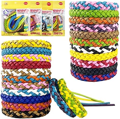 Mosquito Repellent Bracelets 24 Pack, PU Leather Mosquito Repellent Bands, DEET Free Mosquito Wristbands Safe for Adults and Kids Indoor Outdoor Camping Swimming Fishing Traveling BuggyBands