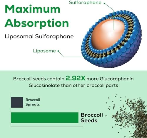 Liposomal Sulforaphane 450MG, Maximum Absorption, Glucoraphanin with Myrosinase, Antioxidant Supplement from Broccoli Seed Extract, 60 Softgels (Мягкие капсулы) (2 Months Supply) Osasuna