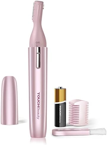 TOUCHBeauty Eyebrow Hair Trimmer for Women, Painless Precision Eyebrow Shaper, Pen-Shaped Hair Remover Razor for Face Chin Neck, Upper-Lip, Peach-Fuzz Mini Sized Battery-Operated Rose Color 1658A TOUCHBeauty