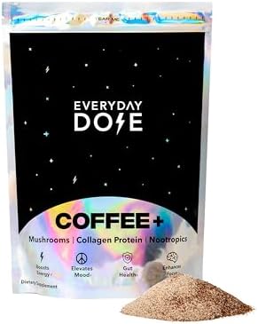 The Mushroom Coffee by Everyday Dose Premium Coffee Extract with Grass-Fed Collagen, Chaga, Lions Mane & L-Theanine for better Focus, Energy, Digestion and Immunity 30 Servings (Порции) of Mushroom Coffee Everyday Dose