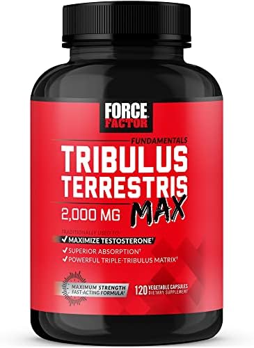 FORCE FACTOR Tribulus Terrestris Max for Men, Testosterone Booster and Male Vitality Supplement, for Superior Absorption, 2000mg, 120 Capsules (Капсулы) Force Factor