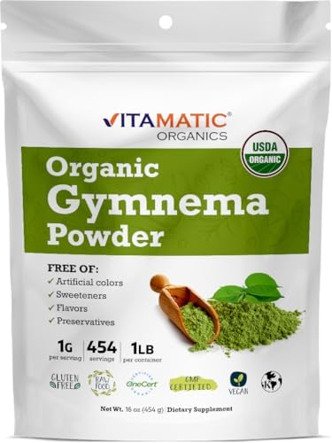 Vitamatic Certified USDA Organic Gymnema Leaf Powder (Порошок) 1 Pound (16 Ounce) Vitamatic