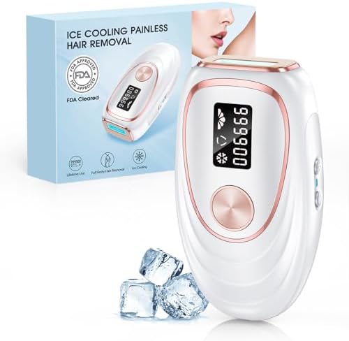 Laser Hair Removal with Cooling, at-Home IPL Hair Removal for Women Men, Upgraded to 999,900 Flashes Permanent Hair Removal Device on Facial Legs Arms Bikini Line LYSMOSKI