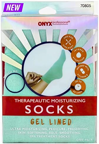 Onyx Professional Gel Moisturizing Socks, One Size Dry Feet Treatment for Women or Men, Hydrating Spa Socks for Dry Feet and Cracked Heel Repair, One Reusable Pair Onyx Professional