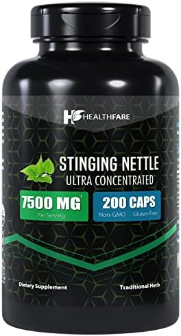 Stinging Nettle Leaf Extract 7500mg | 200 Caps | Non-GMO | Gluten-Free | Naturally Supports Allergy, Joint & Prostate Health | Urtica Dioica Supplement Healthfare