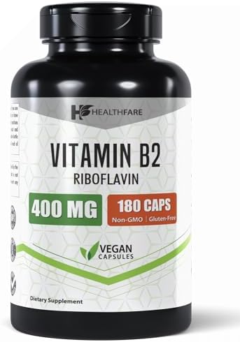 Vitamin B2 400mg | 180 Capsules (Капсулы) | Riboflavin | Gluten Free | Made in The USA (1) Healthfare