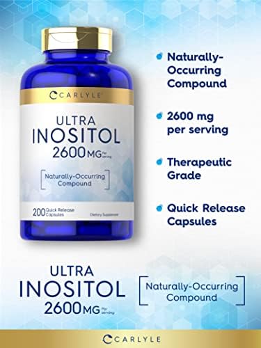 Carlyle Inositol Supplement | 2600mg Capsules | 200 Count | Non-GMO, Gluten Free Myo-Inositol Supplement Carlyle