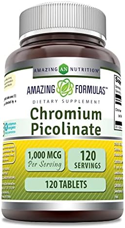 Amazing Formulas Chromium Picolinate | 1000 Mcg Tablets Supplement | Non-GMO | Gluten Free | Made in USA (3 Pack, 120 Count) Amazing Nutrition