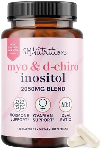 Myo-Inositol & D-Chiro Inositol for Hormone Balance for Women | Ideal 40:1 Ratio | Menstrual Cycle & Ovarian Health Support Supplement | Non-GMO 120ct SMNutrition