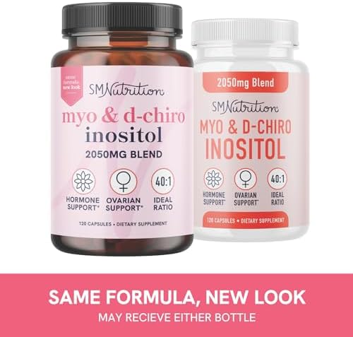 Myo-Inositol & D-Chiro Inositol for Hormone Balance for Women | Ideal 40:1 Ratio | Menstrual Cycle & Ovarian Health Support Supplement | Non-GMO 120ct SMNutrition