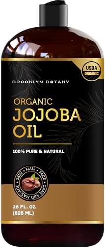 Brooklyn Botany USDA Organic Jojoba Oil for Skin, Hair and Face – 100% Pure and Natural Body Oil and Hair Oil - Carrier Oil for Essential Oils, Aromatherapy and Massage Oil – 8 fl Oz Brooklyn Botany