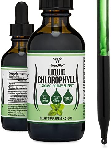 Chlorophyll Liquid Drops (Жидкие капли) - Peppermint Flavored, Vegan Safe (Rich, Full Texture and Taste, Not Watered Down) for Skin Health, and Immune Function (Líquidas de Clorofila) by Double Wood Double Wood Supplements