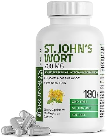 Bronson St. John's Wort 700 MG per Serving Hypericum Perforatum Supports a Positive Mood - Non-GMO, 180 Vegetarian Capsules Bronson