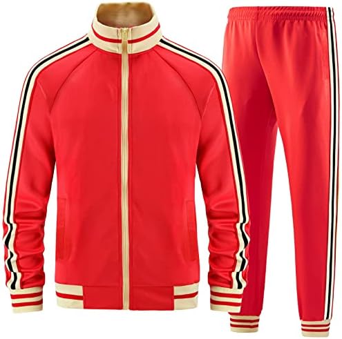 Men Track Suits Sets Long Sleeve Full-zip Sweatsuit Active Jackets and Pants 2 Piece Outfits Dioxoib