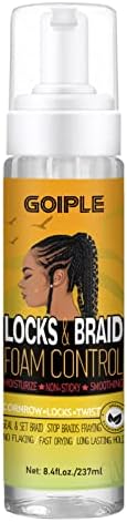 Braid Foam for Braids, Twists, Locs - No Flake Extra Hold & High Shine - Lightweight Mousse Moisturizes & Styles Hair - 8fl oz Goiple