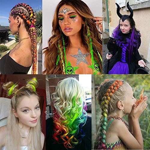 FESHFEN Colored Hair Extensions, 10 PCS Purple Hairpieces for Women Highlighted Colorful Straight Clip in Hair Extensions Party Costumes Hair Pieces for Girls Dolls, 22 inch FESHFEN