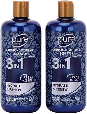 3-in-1 Men's Shower Gel, Shampoo and Face Wash - Paraben & Sulfate Free, Keeps You Fresh All Day! 2 Pack. Rachelle Parker