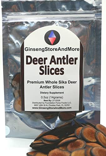 GinsengStoreAndMore Deer Antler Slices | Antler Velvet | Whole Slices | Sika Deer Antler | Lu Rong | 鹿茸 | Energy, Hormones, Sex, Health for Men and Women GinsengStoreAndMore