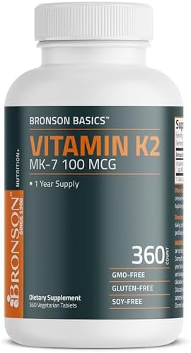 Bronson Vitamin K2 MK-7 100 MCG, K2 as MK7 Menaquinone, Bone Support Non-GMO, 120 Tablets (Таблетки) Bronson