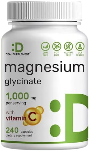 Magnesium Glycinate 500mg, 240* Veggie Capsules | Chelated for Easy Absorption | Highly Purified Essential Trace Mineral for Muscle, Joint, Heart, & Digestive Health DEAL SUPPLEMENT