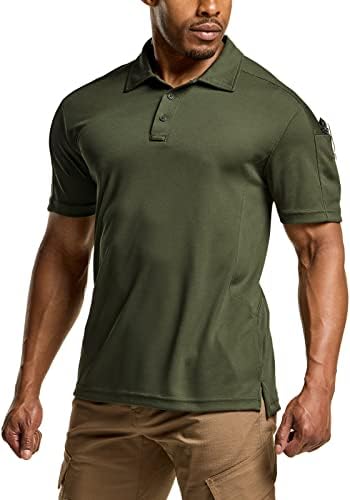 CQR Men's Polo Shirt, Short Sleeve Tactical Shirts, Dry Fit Lightweight Performance Golf Shirts, Outdoor UPF 50+ Pique Shirt CQR