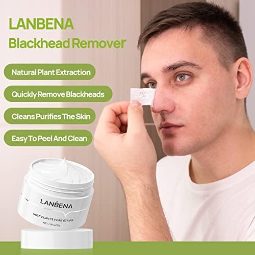 LANBENA Blackhead Remover, Nose Plants Pore Strips Deep Cleansing Peel off Mask & 60Pcs Nose StripsBlack Heads Remover from Face LANBENA