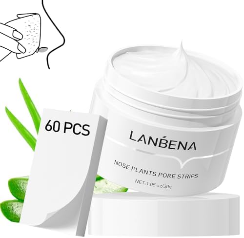 LANBENA Blackhead Remover for Face, 60 Pieces Pore Strips, Nose Plant Strips for Blackheads(1.05 Ounce) LANBENA